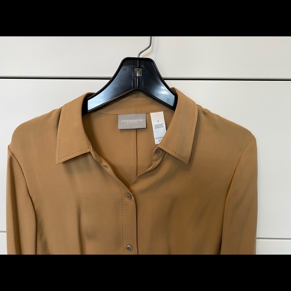 VTG 90s LIZ CLAIRBORNE BUTTON DOWN SILK BLOUSE - Picture 3 of 9